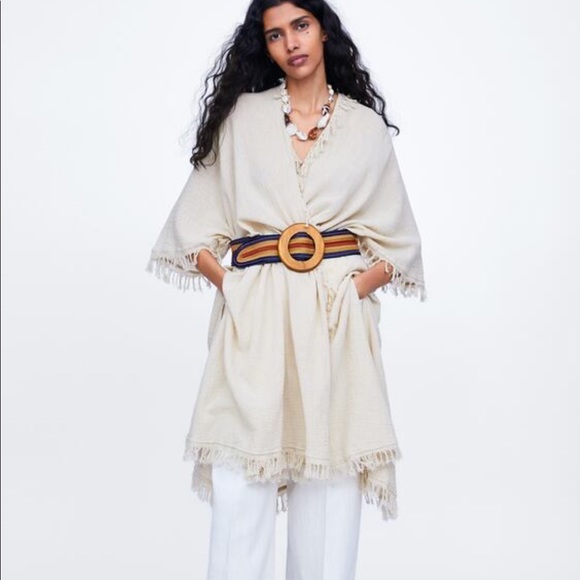 Zara Sweaters - Zara Long Fringed Kimono